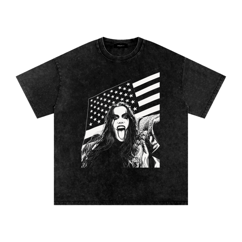 Free Mind (Snow Washed Oversized Cotton T-Shirt)